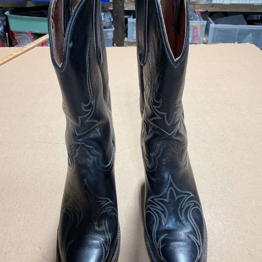 CABORCA Leather Cowboy Boots Women’s Zs 7.5 Black Embroidered - Picture 2 of 15